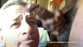 Preview 3 of Black Ad Xnxom - Quick clip of Stewart Bowman sucking and worshipping then taking a cum facial from a huge Black Cock.