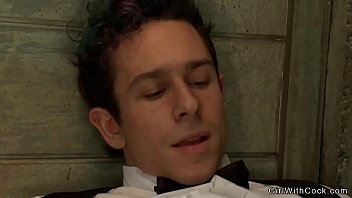 Preview 1 of Nestea Shy - Shemale fucks coat check guy