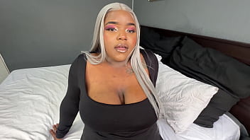 Preview 1 of Ira Lebedeva Defloration - Thick Busty Ebony MILF Gags on a White Boys Cock before He Gives her a Creampie