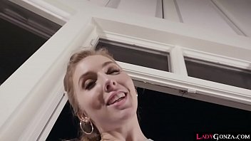 Preview 2 of Yaga Boobs - Lena Paul Lena gets on her knees and pulls out LUcas already hard dick slurping on it like the cockaholic she is