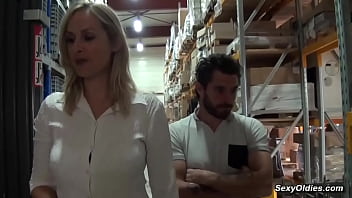 Preview 1 of Wwwkeralaxx Vedio - Tall French MILF sucks and fucks in the warehouse she works at