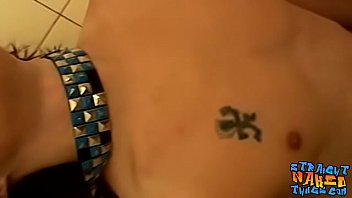 Preview 2 of Nicolette Shea Sneaky Sex - Large cock of emo twink gets pulled on in the shower hard