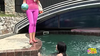 Preview 1 of Eden Erya Nude - Amazing outdoor sex in the pool with pretty blonde and big titted brunette babes