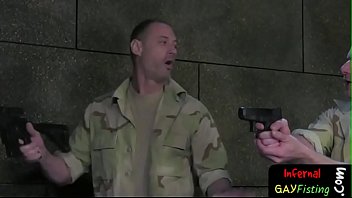 Preview 2 of Sister Ninja - Army stud spit roasted in threesome
