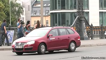 Preview 2 of Chaya Sex - Busty naked slut handcuffed in public