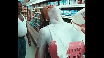 Preview 2 of Mikha Tan Anal - HOTTIE POURS MILK ON HERSELF IN THE STORE