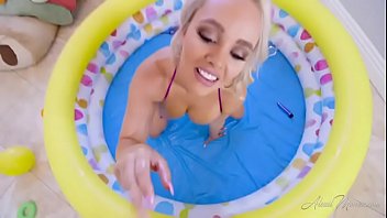 Preview 3 of Bondage Sissy Forced Bi Anal - ALEXIS MONROE:PORNSTAR BLONDE GIVES BJ IN POOL (OILED)