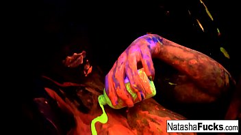 Preview 2 of 2 Girls Fuck - Busty Natasha Nice Shoots A Fun And Sexy Black Light video