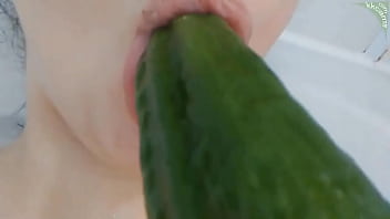 Preview 2 of Wajir Women Rep Fucked - Sucking A Big Cucumber Hot Amateur Cucumber Cam Homemade