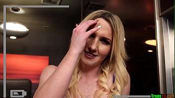 Preview 1 of Blindfolded In Home - Stockinged trans hottie toying her butthole
