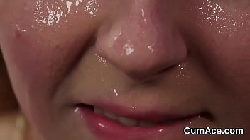 Preview 2 of Between Cockingus - Wacky model gets jizz load on her face gulping all the semen