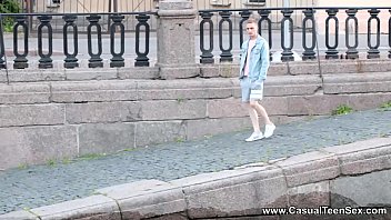 Preview 1 of Lesbian One Hour - Casual Teen Sex - Geeky teeny Molly Brown fucked by stranger