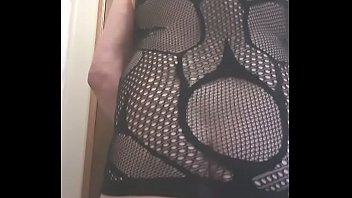 Preview 3 of Little Titless - Black Bodystocking and 9.7&quot_dildo ride