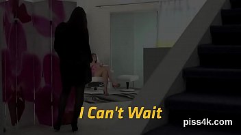 Preview 1 of Pegging Boys - Fervent lesbian cuties get splashed with pee and squirt wet twats
