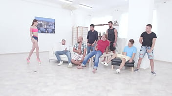 Preview 1 of Pabtyhose Outdoor - 7on1 DAP Creampie Evelina Darling Balls Deep Anal,  DAP,  TP,  Airplane,  Gapes,  Creampie &amp_ Swallow GIO1164