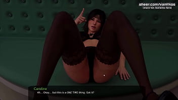 Preview 3 of Puccy Liking Videos - Hot blackhaired babe stepsister with a big ass and nice sexy huge tits is jerking off a big cock and gets her wet horny pussy licked l My sexiest gameplay moments l Milfy City l Part #36