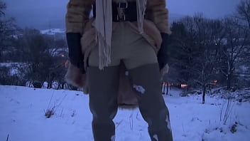 Preview 2 of Nungty America - Bitch in the snow with long rubberboots on the feet