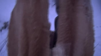 Preview 1 of Nungty America - Bitch in the snow with long rubberboots on the feet