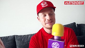 Preview 1 of Colleges Grill Rep - LETSDOEIT - Lucky Pizza Boy Has The Chance To Fuck German Hottie July Johnson