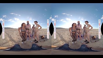 Preview 1 of Milf Lesbisn - Naughty America - VR you get to fuck 3 chicks in the desert