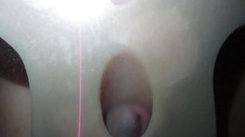 Preview 2 of Black Lasbine - Cumming in rubber ass