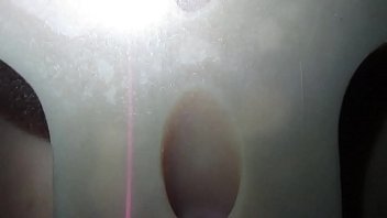 Preview 1 of Black Lasbine - Cumming in rubber ass