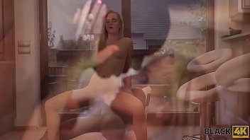 Preview 3 of Lady Older Rich - BLACK4K. Big cock of cavalier helps chick in wet dress getting warm