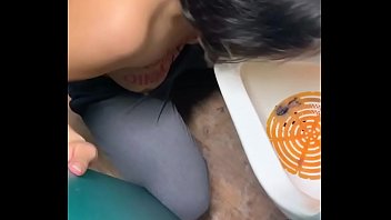Preview 2 of Crying Girl Pussy Black Cook - Toilet pig fuck at public restroom
