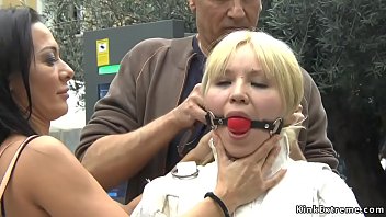 Preview 2 of Smoviesa Garry - Nude blonde in strait jacket in public