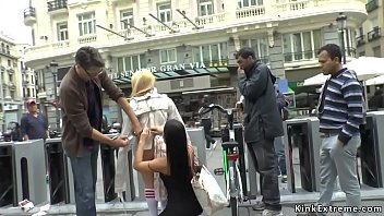 Preview 1 of Smoviesa Garry - Nude blonde in strait jacket in public