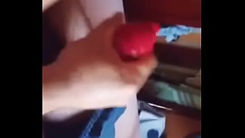 Preview 2 of Hard Fast Finger Fack - Pau com camisinha de morango