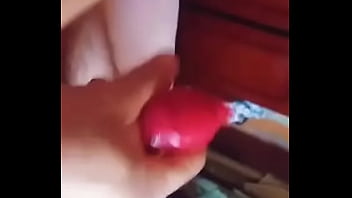 Preview 3 of Hard Fast Finger Fack - Pau com camisinha de morango