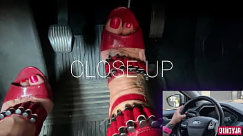 Preview 2 of Blacked Redhead - Red High Heels Driving