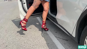 Preview 4 of Blacked Redhead - Red High Heels Driving
