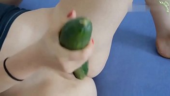 Preview 1 of Www New 2020 Xxx Video Com - Tight Brunette Teen Has Fun With Huge Cucumber And Has Creamy Orgasm Hot Amateur Cucumber Cam Homemade