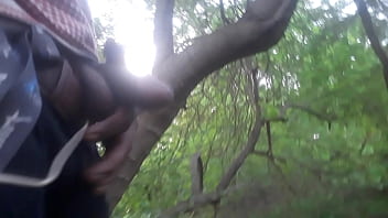 Preview 1 of Brett Rossi In Her First Scene - Outdoor cum shot in the trees.