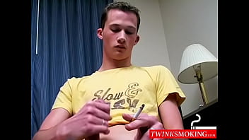 Preview 4 of Sexy Videos Porno Full - Cute chainsmoker stroke his cock as he blows smoke clouds