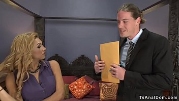 Preview 2 of Full Hd Xxxx Muvis Com - Busty blonde Ts anal fucks tied up man