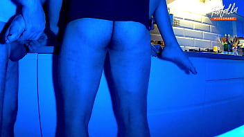 Preview 4 of Black Aexvisio - Wife sucks 2 cocks in neon light. Threesome. Full scene. Ep 4601