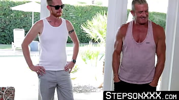 Preview 1 of Dad Sleep Sax Mom Xxx - StepsonXXX.com - Matthew Figata &amp_ Dakota Lovell &amp_ Brody Kayman - Hunk Matthew Figata bred by redhead Brody Kayman