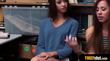 Preview 2 of Padrehe - Pervy cop fucks two shoplifter chicks at the same time
