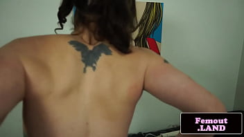Preview 1 of Police Man Fuck Rob Women - Randy tgirl pulling on her dick