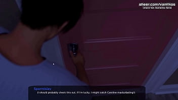 Preview 1 of Amia Kinsky - Catching stepsister while she is masturbating her wet petite tight pussy and fantasizing about her stepbrother&#039_s big cock l My sexiest gameplay moments l Milfy City l Part #30