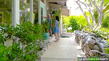 Preview 1 of Hairy Russian Blond Teen - Sugar daddy loves having two pussies at the same time and stuffs the babes pussies full of hard man meat