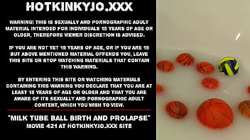Preview 1 of Fresh Andi - Milk tube ball birth and prolapse - Hotkinkyjo