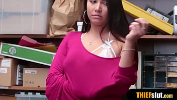 Preview 2 of Bf Xxxxxx Chudai Pitai Gand - Cute brunette thief gets a harsh lesson from a cop