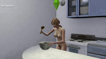 Preview 2 of Xxxx Candy - Blonde teen making and eating a cake - The Sims