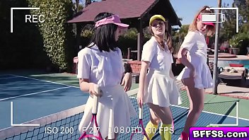 Preview 1 of Asia Virgine - Stud whips out his fat racket for the gals to get to work to suck!
