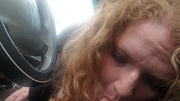 Preview 2 of Saxx 18 - CurlyyRed bbw redhead gives roadhead on country roads