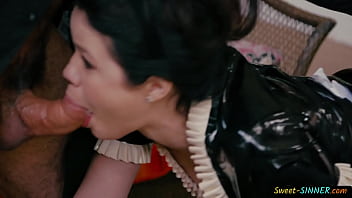 Preview 3 of Orgasm Facials Shaved - Sexy teen maid gets fucked from behind